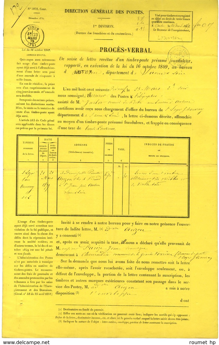 N° 60 Obl GC Càd T 18 ST LEGER-S-BEUVRAY / SAONE ET LOIRE 21 MARS 79 Taxe 30 DT Pour Timbre Ayant Déjà Servi + Dossier D - Sonstige & Ohne Zuordnung