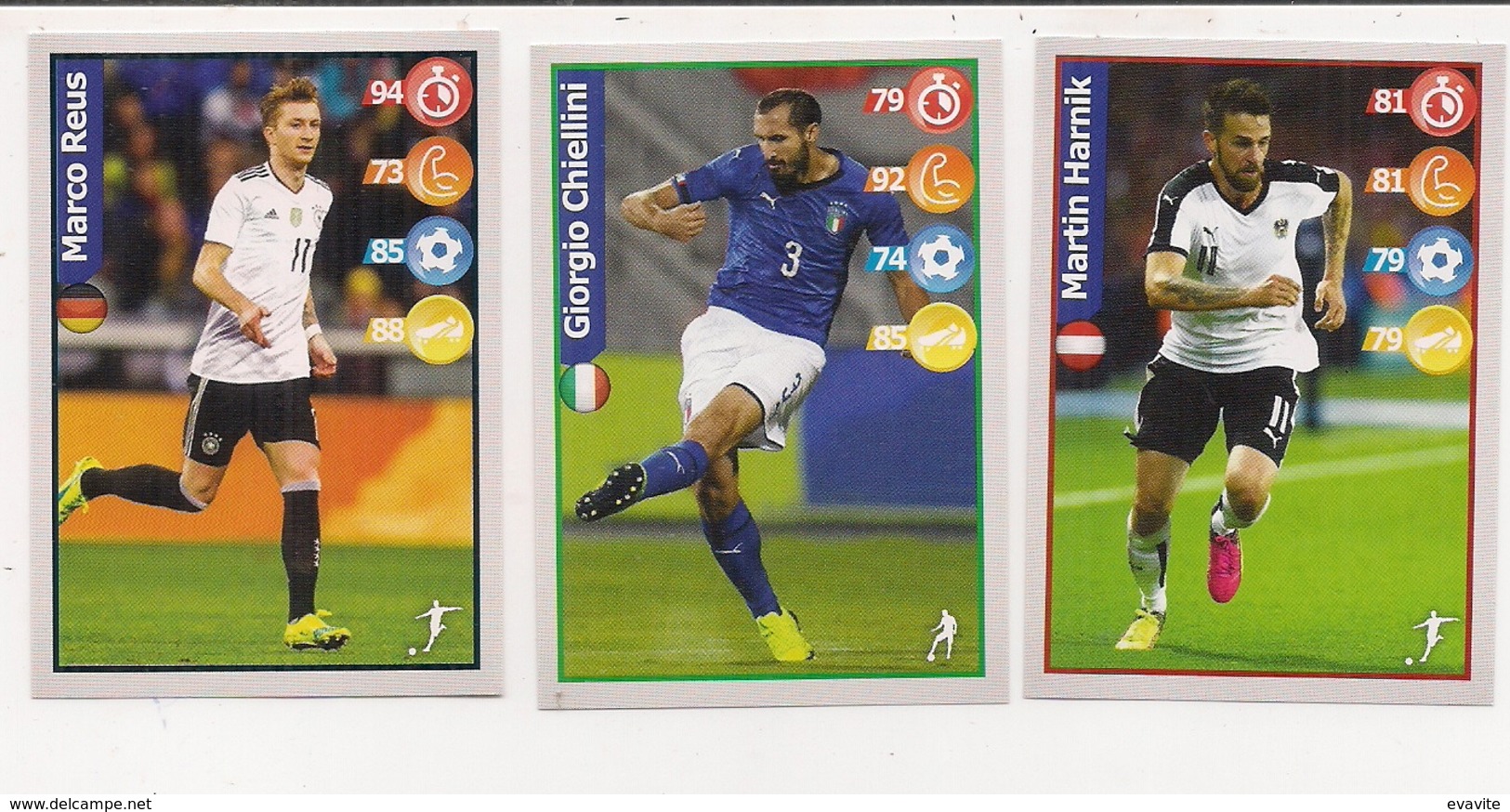 Lot De 3 Images Autocollantes  Football Panini Family - Martin Harnik, Giorgio Chiellini, Marco Reus  -2scans) - Edition Française