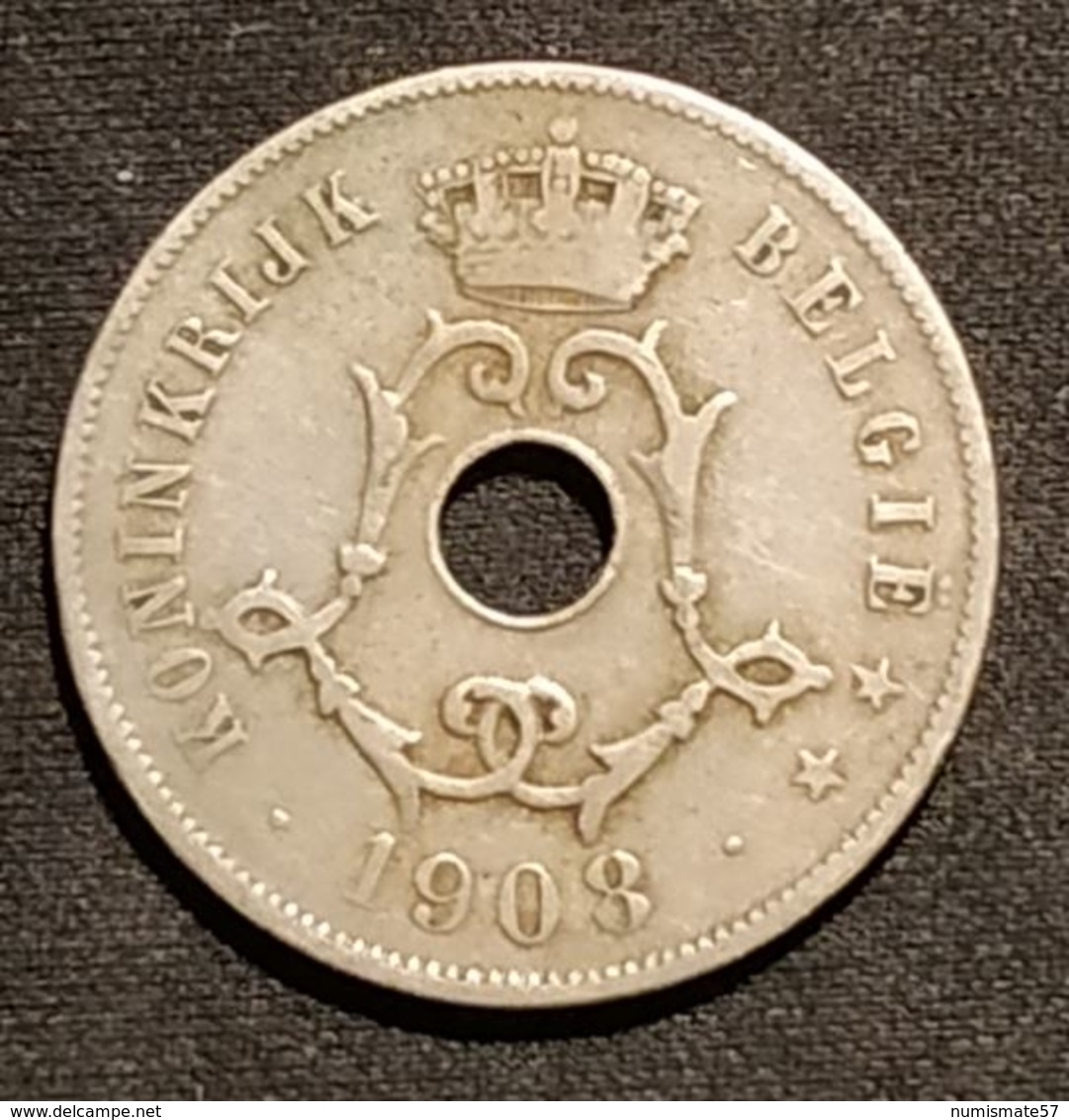 BELGIQUE - 25 CENTIMES 1908 - Légende NL - Léopold II - Type Michaux - KM 63 - 25 Cents