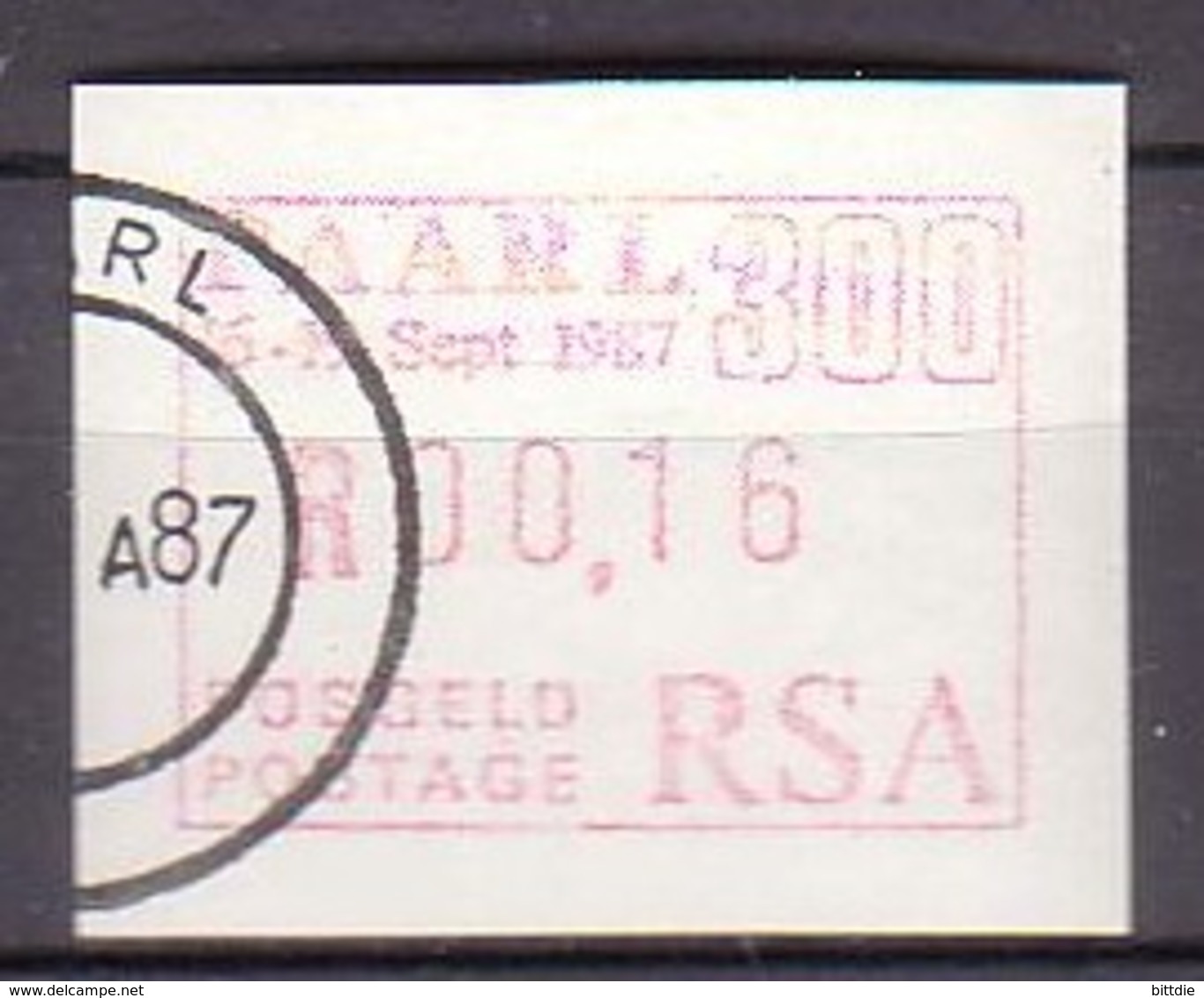 RSA , ATM 4 , O  (L 1030) - Vignettes D'affranchissement (Frama)