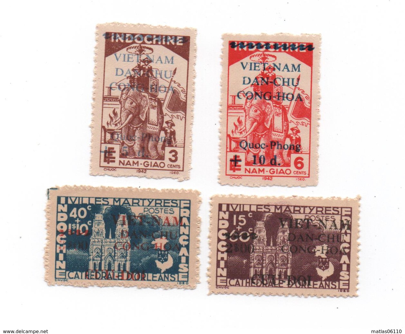 VIET -NAM  Du Nord -  4 Timbres D' Indochine  Surchargés En 1945/1946-  N++ Et N S/g  Bon état  Voir Scans - Viêt-Nam