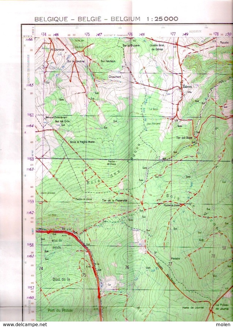 ©1988 CHAMPLON Tenneville LA-ROCHE-EN-ARDENNE CARTE ETAT MAJOR ORTHO HIVES BEAUSAINT HALLEUX GENES RONCHAMP VECMONT S223 - Tenneville