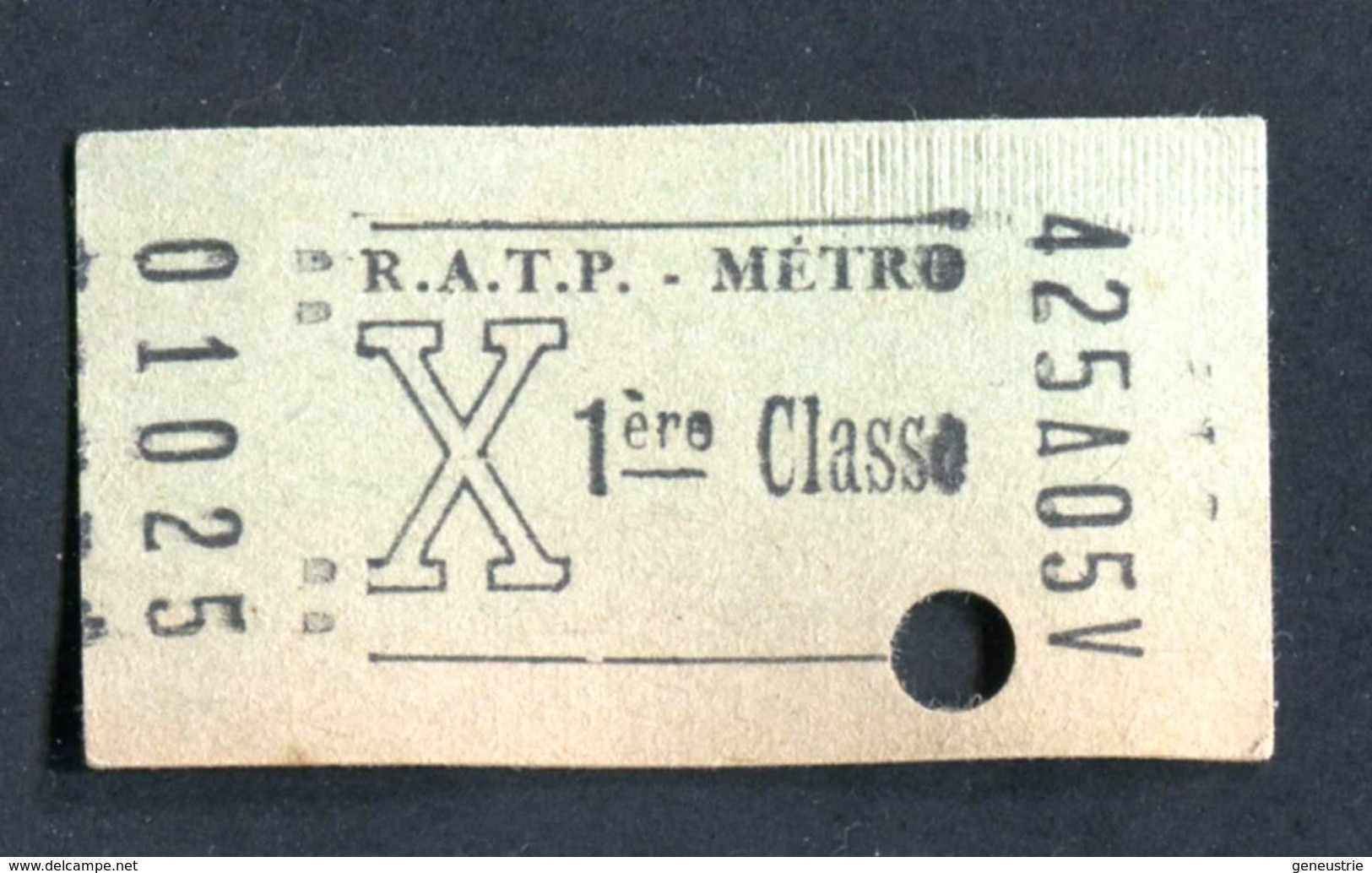 Ticket De Métro Parisien "Tarif X (1960 à 1967) 1ère Classe) RATP - Métropolitain De Paris - Europe