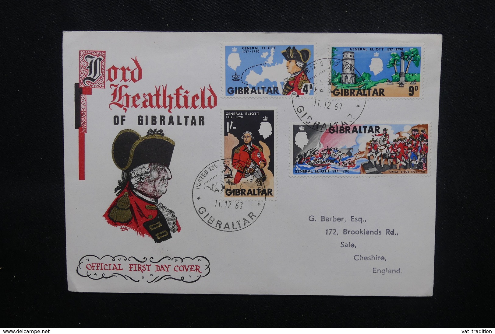 GIBRALTAR - Enveloppe FDC En 1967 - Général Eliott - L 54076 - Gibraltar