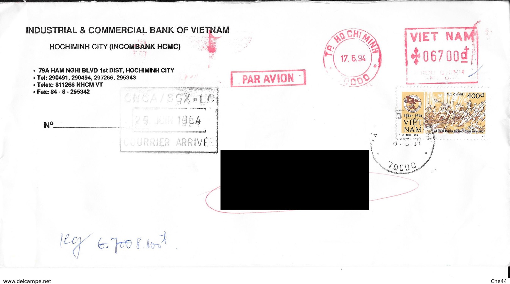 Lettre Du Vietnam Pour La France. Affranchissement Machine + Timbre. (Voir Commentaires) - Viêt-Nam