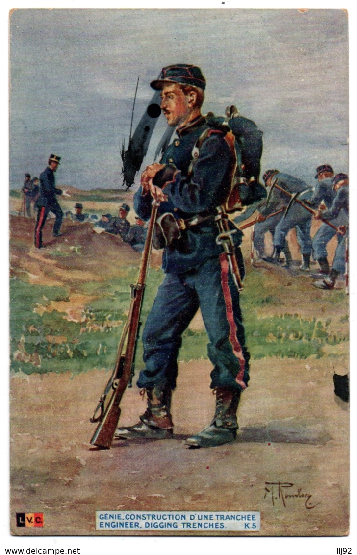 CPA Militaria - En Guerre - K.5. Génie. Construction D'une Tranchée - L.V.C - Reggimenti