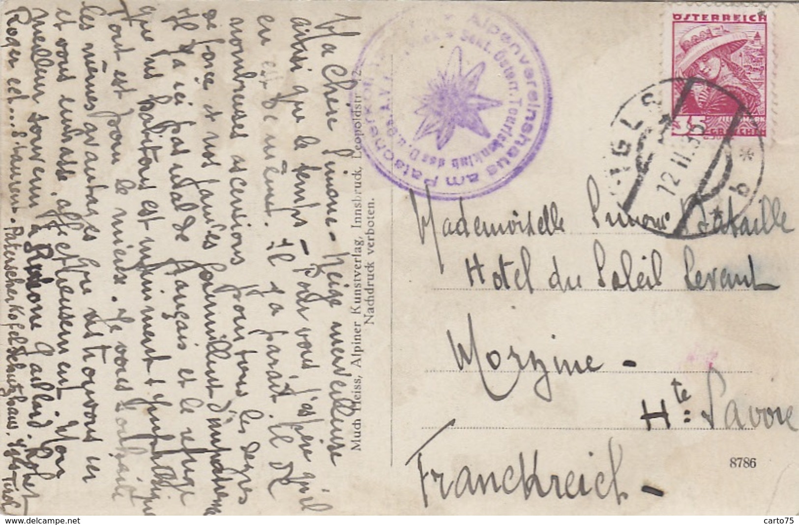 Autriche - Patscherkofel Schutzhaus - Postmarked Igls 1935 - Igls