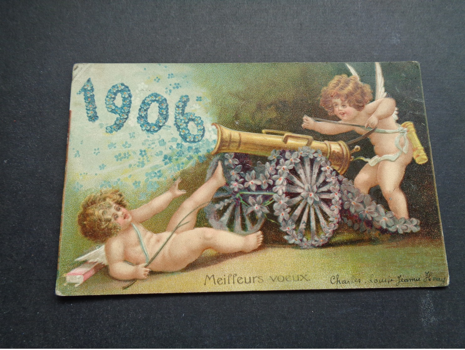 Enfants ( 4327 ) Enfant   Kinderen   Kind   -  Carte Gaufrée   Reliëf  -  Ange   Angelot  Année 1906 - Anges