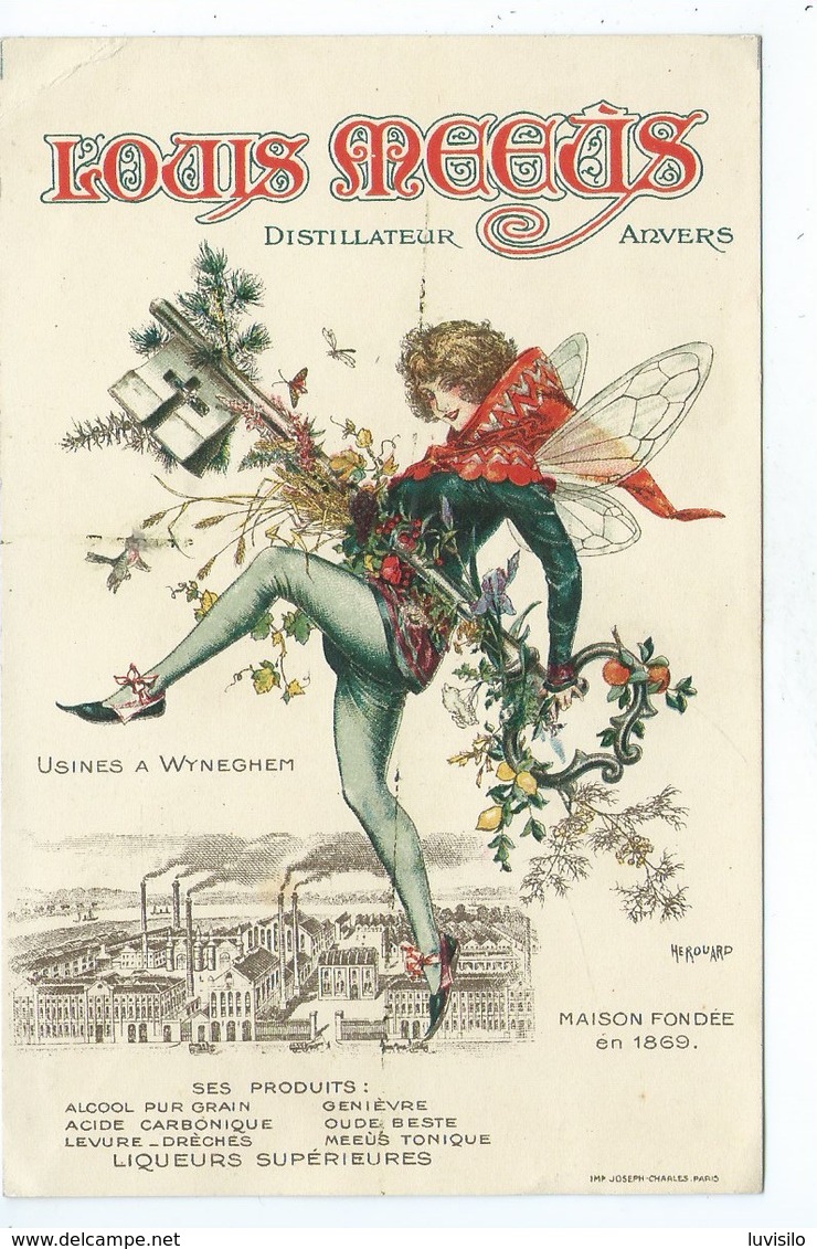 HEROUARD  LITHO Louis Meeus Fabriek In Wijnegem Distillateur Antwerpen Jeneve - Wijnegem