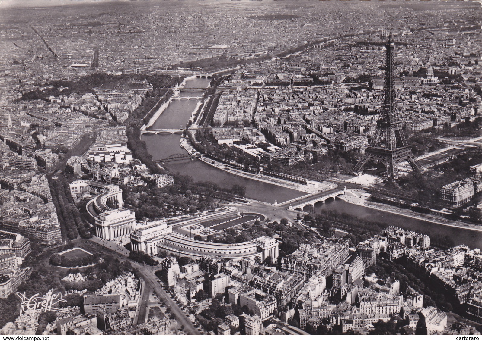 75,PARIS,TOUR EIFFEL,CARTE PHOTO AERIENNE GREFF ET R HENRARD,PILOTE ET PHOTOGRAPHE - Tour Eiffel