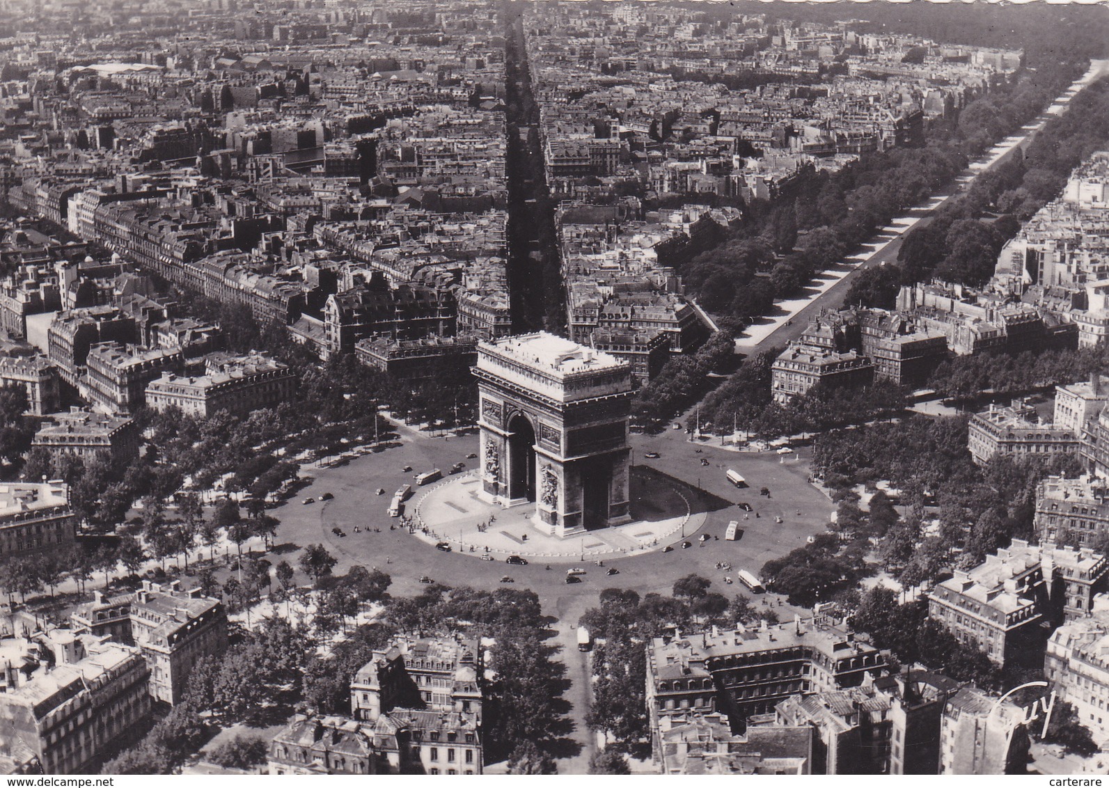 75,PARIS,ARC DE TRIOMPHE,CARTE PHOTO AERIENNE GUY ET R HENRARD,PILOTE ET PHOTOGRAPHE - Arc De Triomphe