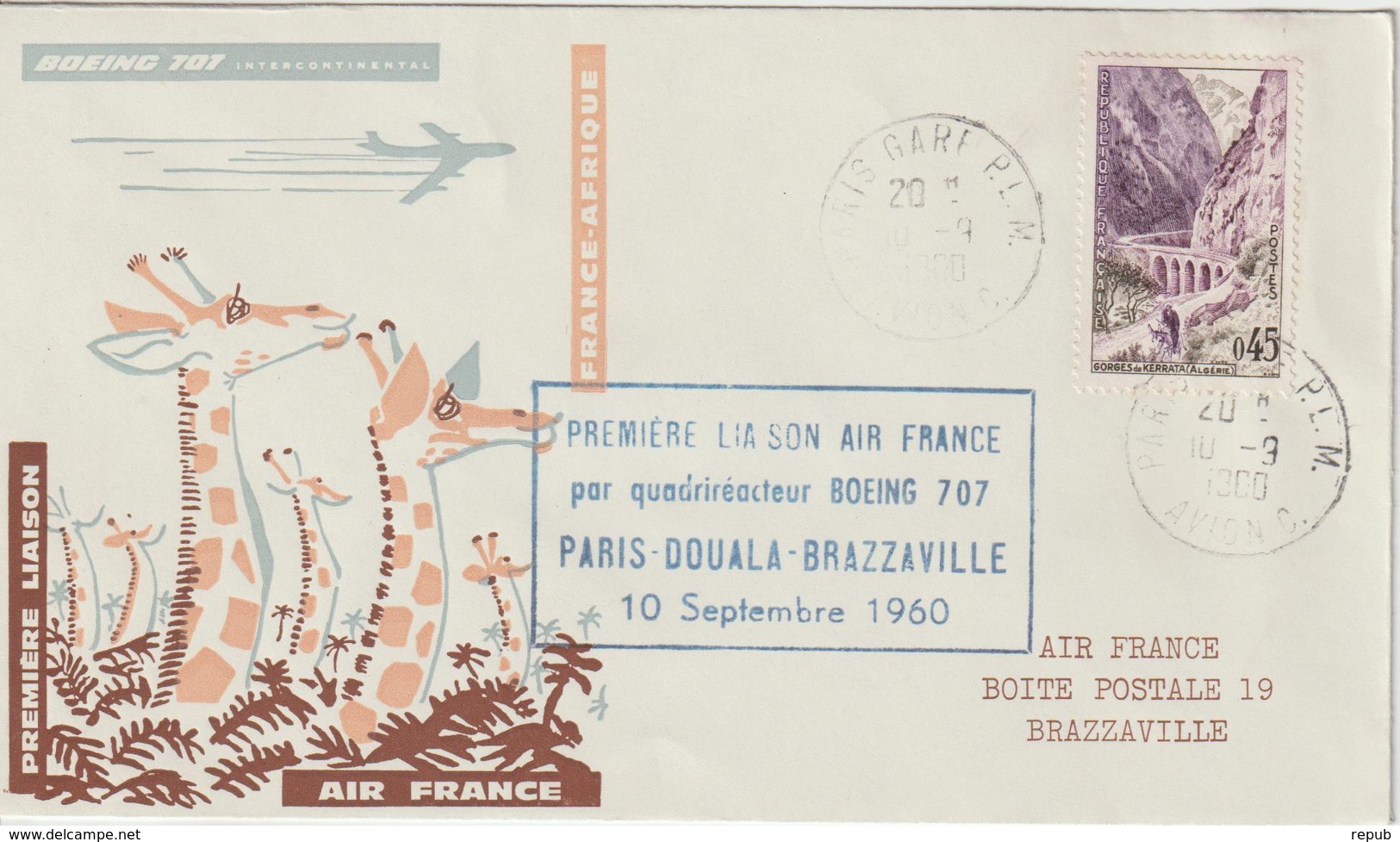 France 1960 Première Liaison Air France Paris Brazzaville - Premiers Vols