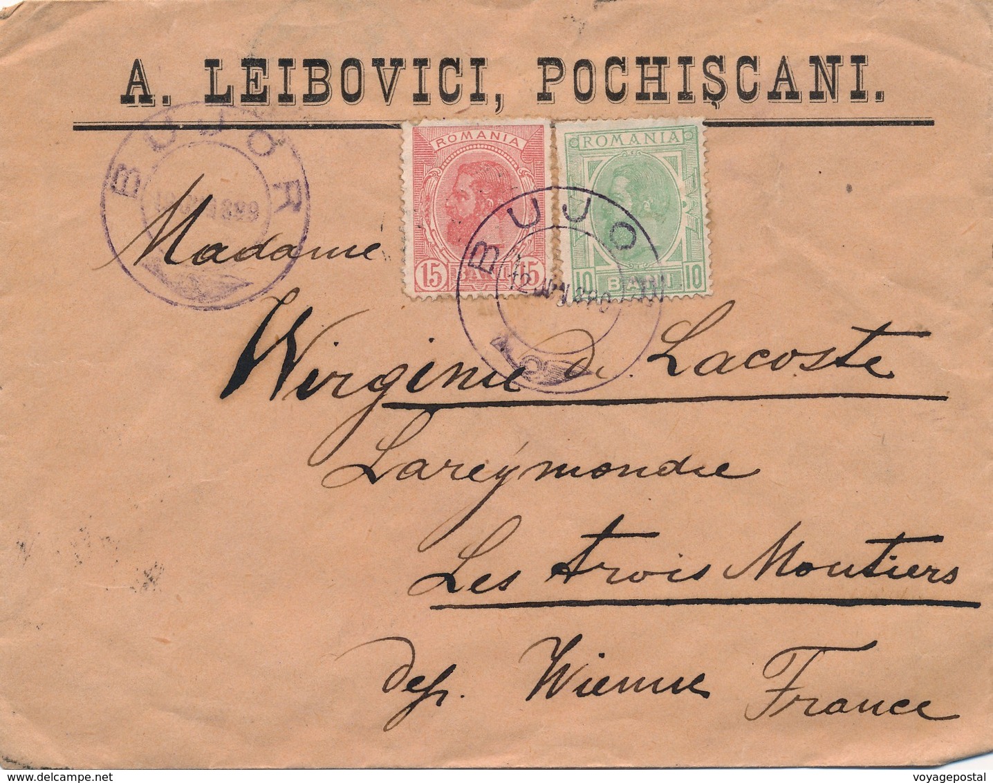 LETTRE ROUMANIE BUJOR 10C,15C FRANCE ROMANIA - Lettres & Documents