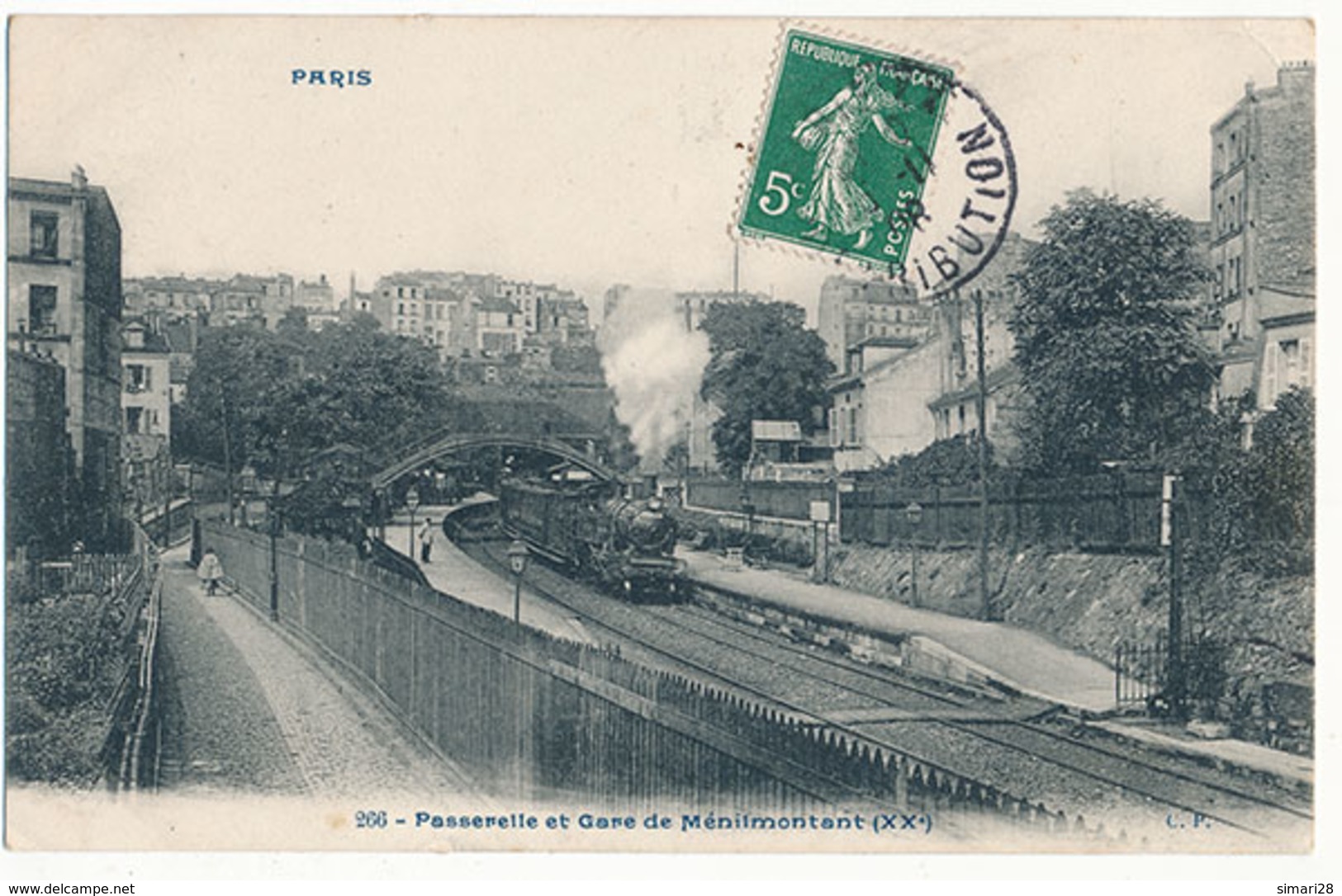 PARIS - N° 266 - PASSERELLE ET GARE DE MENILMONTANT (XXe) - Métro Parisien, Gares