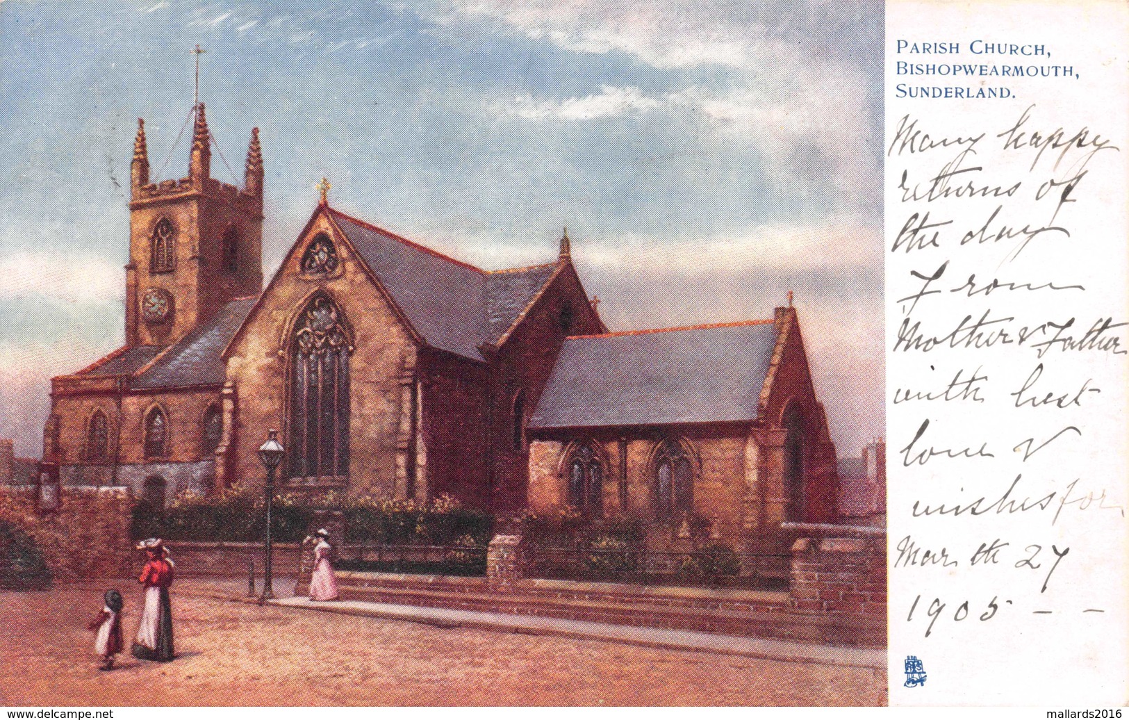 BISHOPWEARMOUTH, SUNDERLAND - POSTED IN 1905 - FISHTOFT SMALL CIRCLE POSTMARK ~ A 115 YEAR OLD POSTCARD  #21549 - Autres & Non Classés