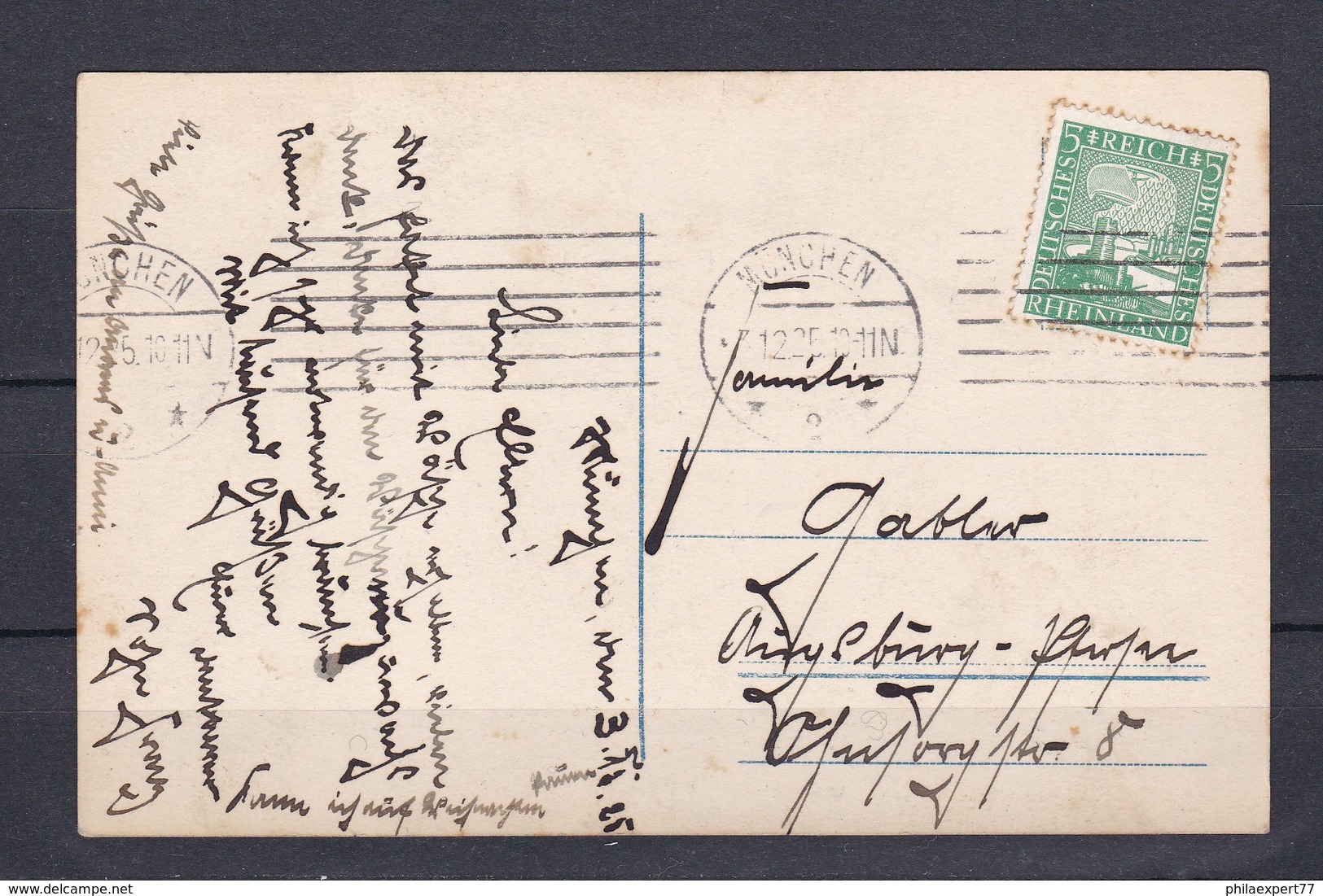 Deutsches Reich - 1925 - Michel Nr. 372 - Postkarte - München - Briefe U. Dokumente