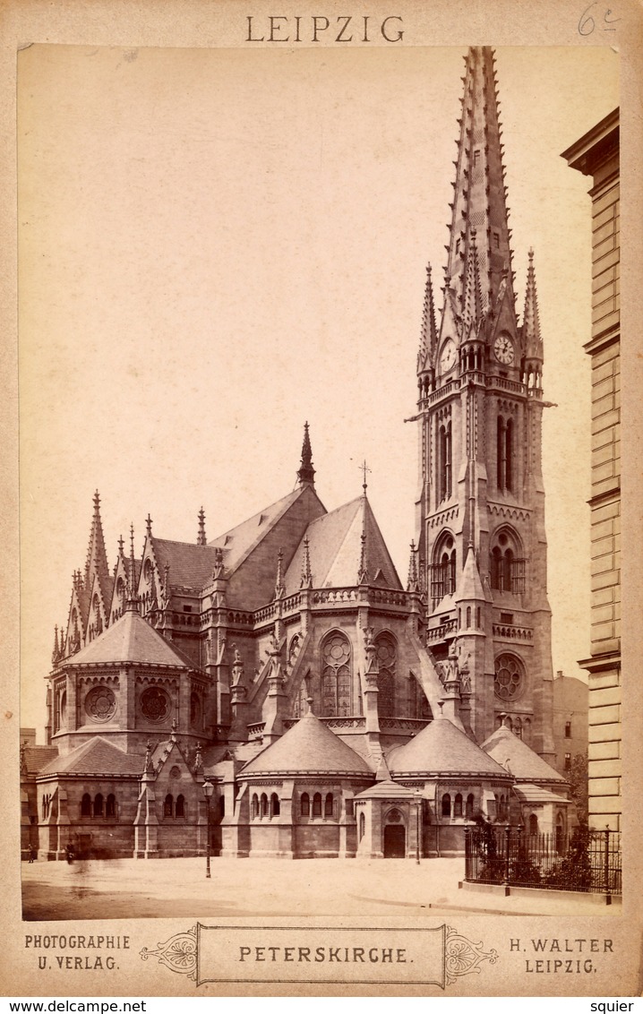 Leipzig, Peterskirche, Photo H.Walter, Cabinet, Format Kabinet - Alte (vor 1900)