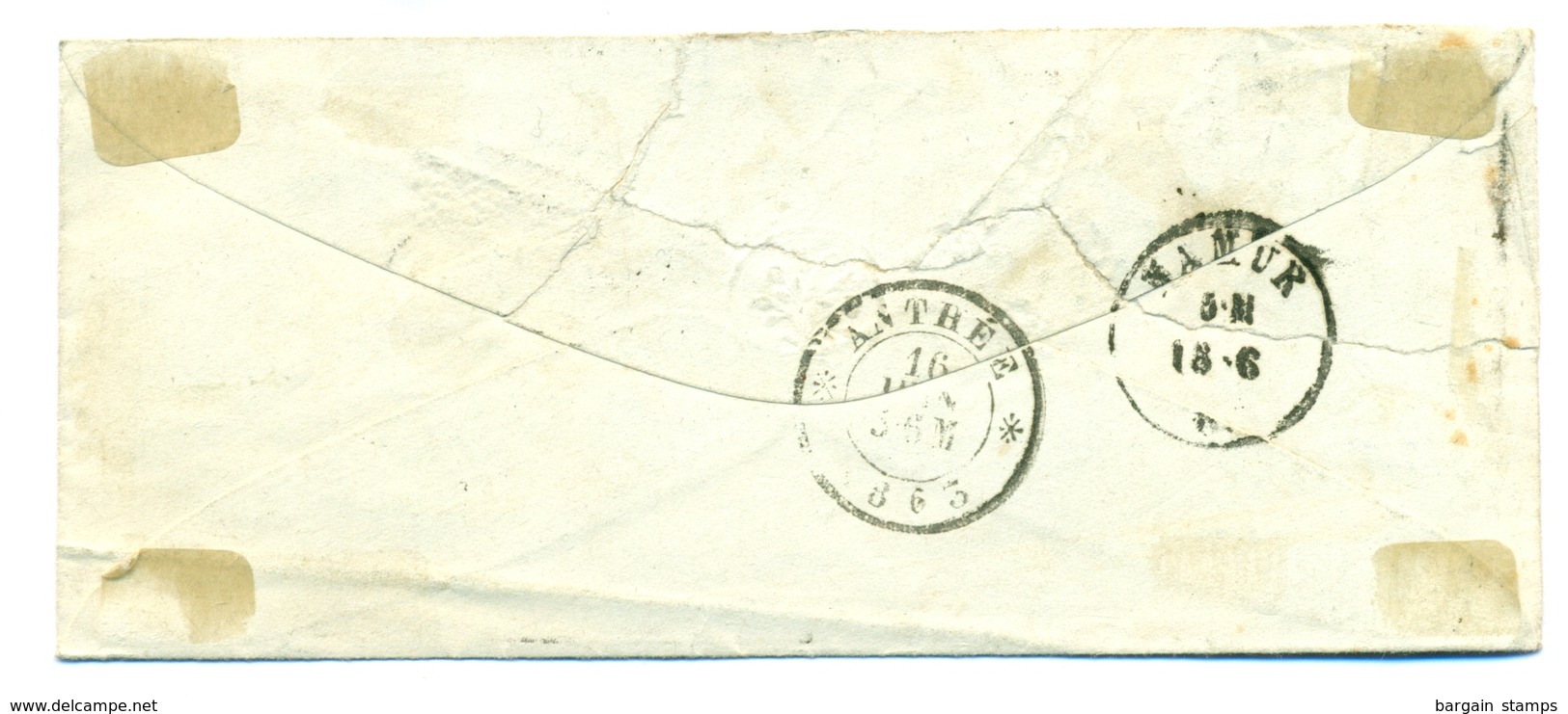 Belgique - COB 15 Sur Lettre De Bruxelles (Nord) Vers Flavion  1863 - 1863-1864 Medaillons (13/16)