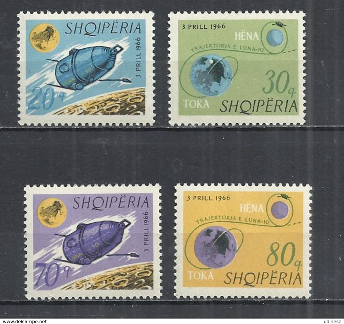 ALBANIA 1966 -  LAUNCHING OF THE 1st ARTIFICIAL  MOON SATELLITE, LUNA 10 -  CPL. SET - MNH MINT NEUF NUEVO - Europe