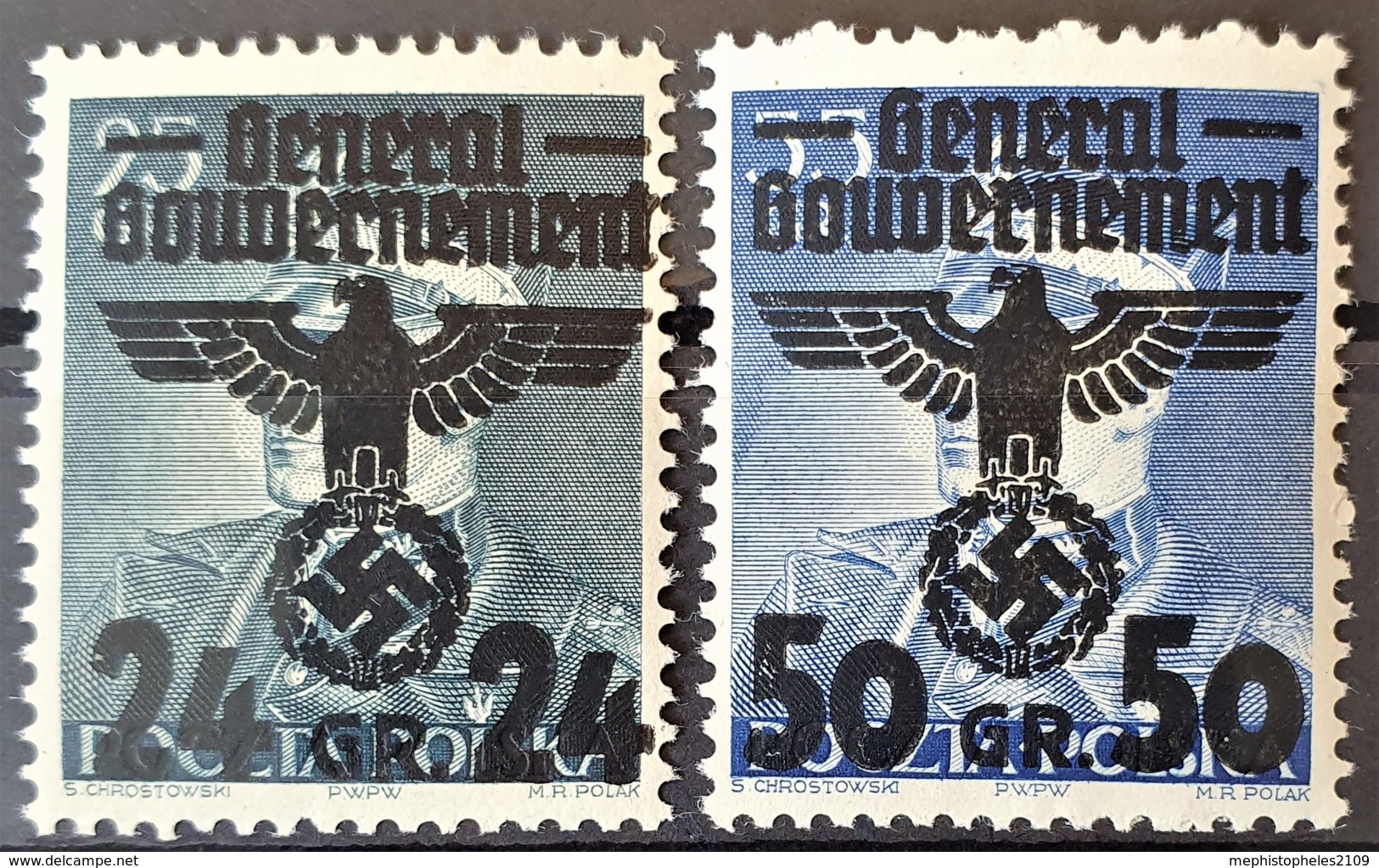 GENERALGOUVERNEMENT 1940 - MNH - Mi 14, 15 - 24g 50g - Besetzungen 1938-45