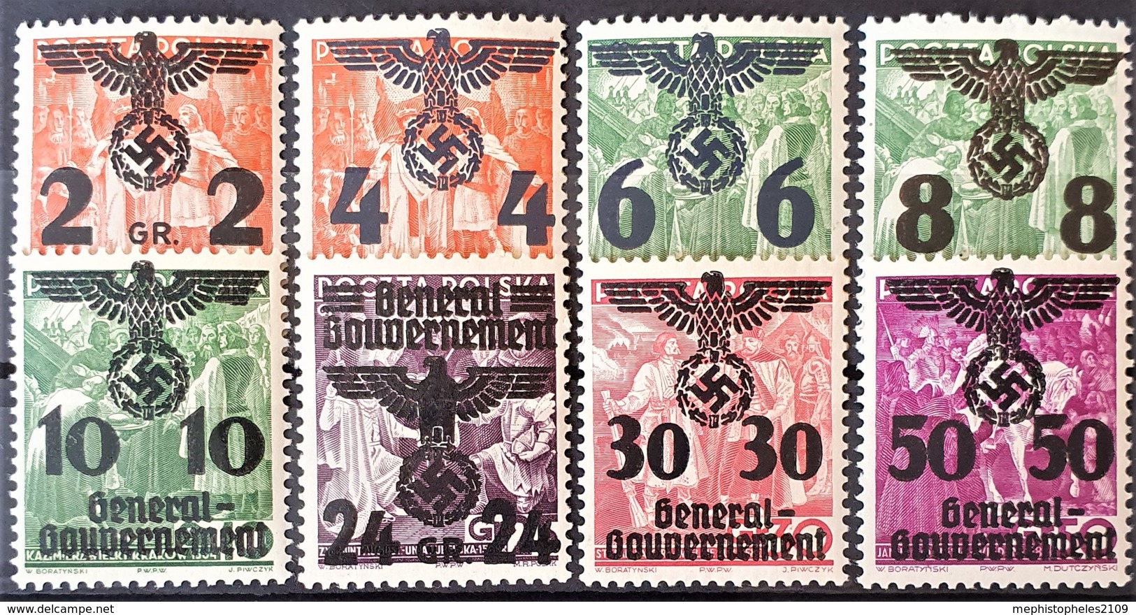 GENERALGOUVERNEMENT 1940 - MNH - Mi 17-24 - Ocupación 1938 – 45