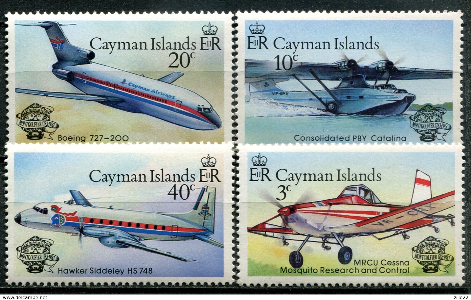 Kaimaninseln Mi# 518-21 Postfrisch MNH - Airplanes - Kaimaninseln