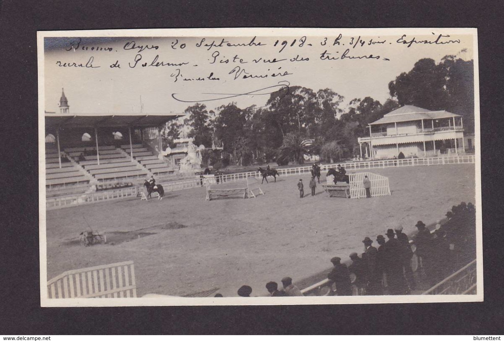 CPA Argentine Carte Photo RPPC écrite Buenos Aires Hippodrome - Argentine