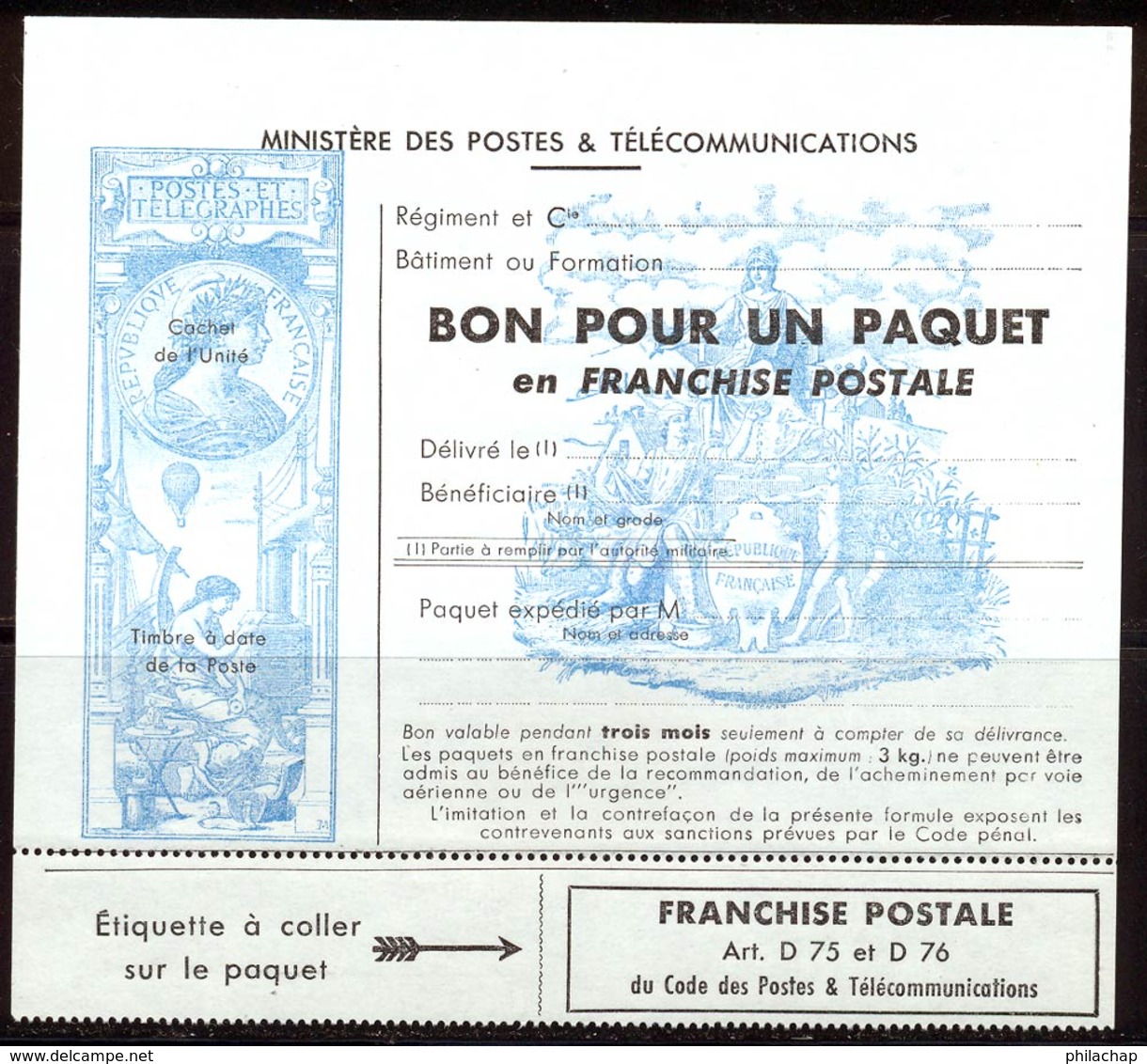 France Franchise 1964 Yvert 15 ** TB Paquet Franchise - Francobolli  Di Franchigia Militare