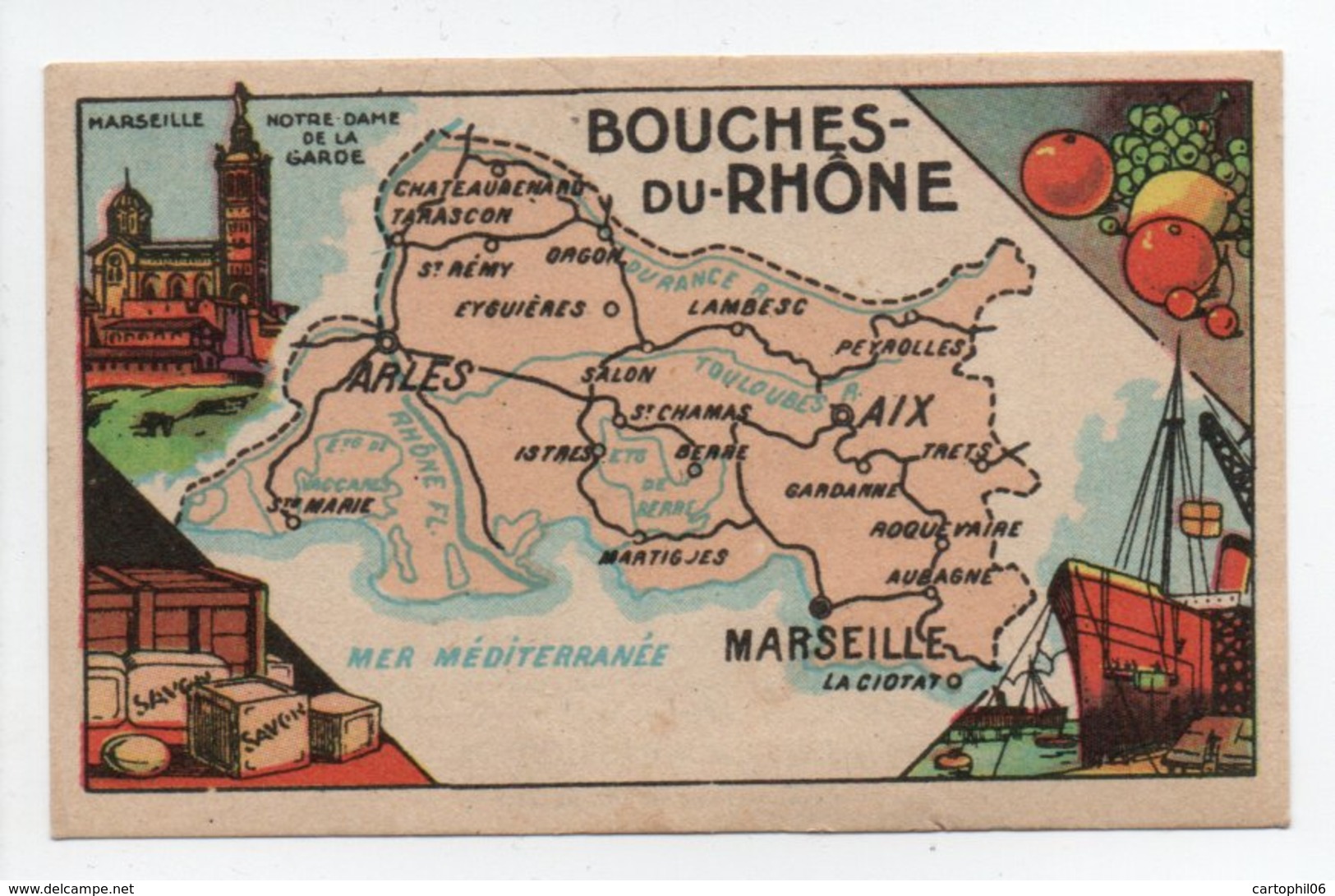 - CHROMO CHOCOLAT TURENNE - Carte Géographique BOUCHES-DU-RHÔNE - - Altri & Non Classificati