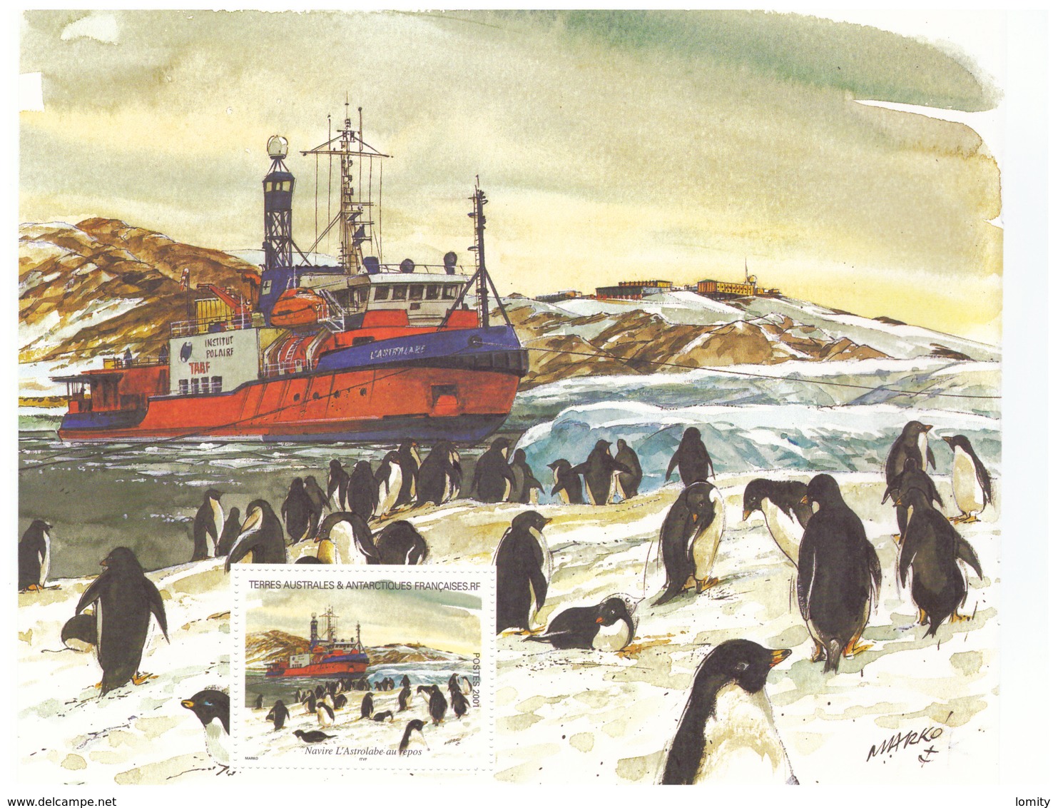 Polaire Antarctique - TAAF 2001 - Feuillet Du Carnet De Voyage 320 ** : Navire L' Astrolabe Au Repos - Nuevos