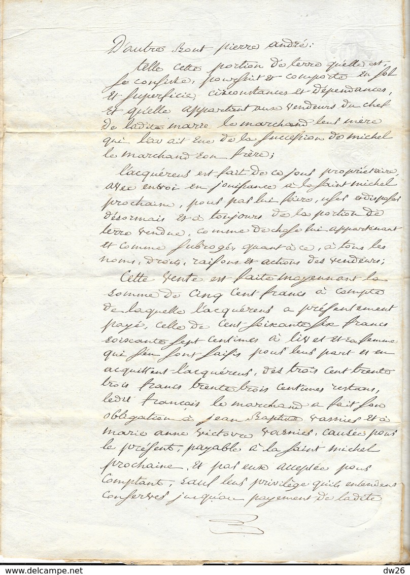 Acte Notarié 1er Juin 1823 - Vente à François Lemarchand Par Me Davoult (Champs à St Pierre La Vieille, Crapouville) - Manuscrits