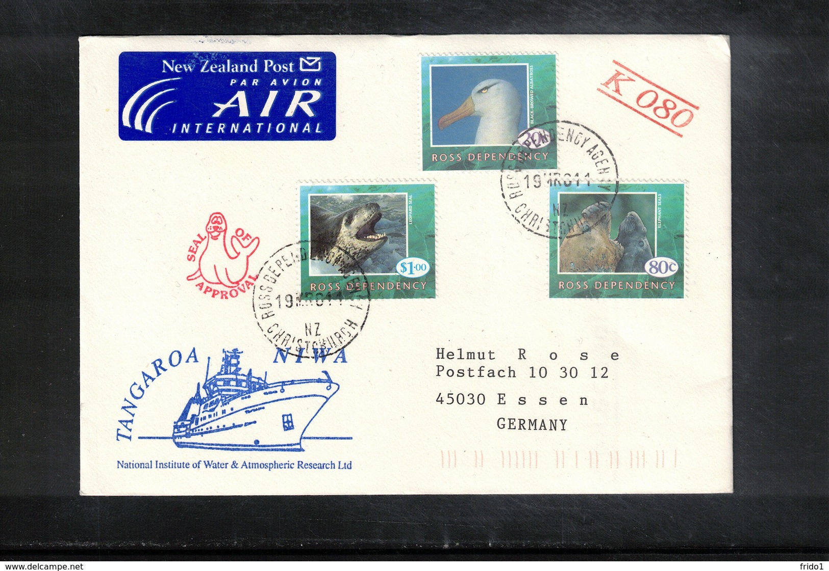 Ross Dependency Antarctica 2001 Ship Post Tangaroa Niwa Interesting Cover - Cartas & Documentos