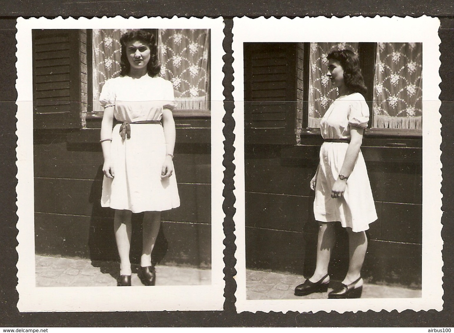 PHOTO ORIGINALE 1956 - LOT De 2 PHOTOS JEUNE FEMME De FACE Et De PROFIL - HABIT MODE COIFFURE - Persone Anonimi