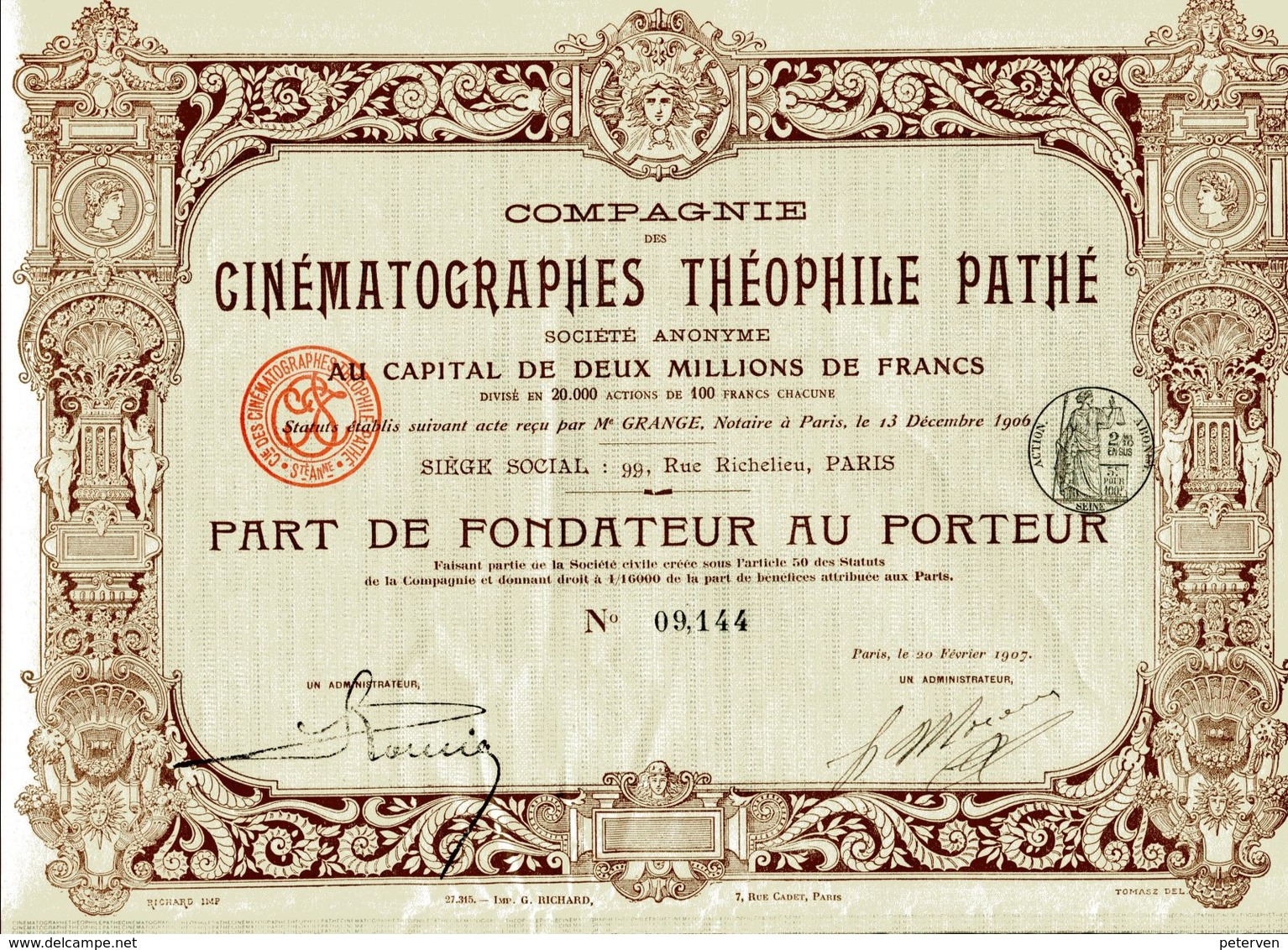 Compagnie Des CINÉMATOGRAPHES THÉOPHILE PATHÉ - Cinéma & Théatre