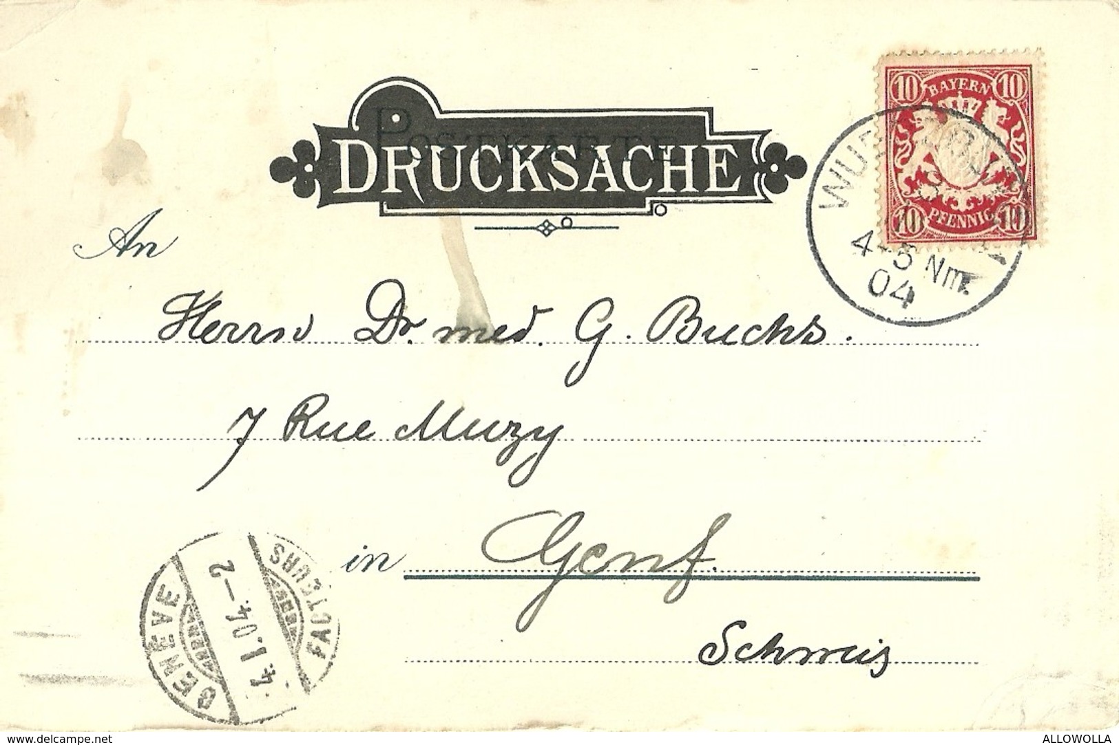 6596 " AUF DER MAINBRUCKE ZU WURZBURG-HERZLICHE GLUCKWUNSCHE ZUM JAHRESWECHSEL"-CART. POST. ORIG.  SPED.1904 - Wuerzburg