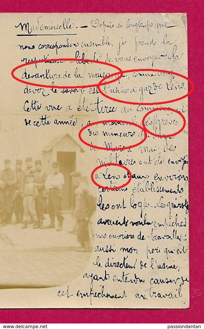 Carte Photo Lens - Les Grèves En 1906 - L'Entrée De L'Usine à Gaz - Lens