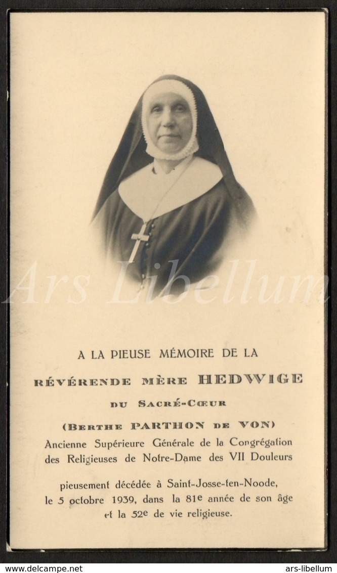 Doodsprentje / Avis De Décès / Death Card / Nun / Religieuse / Non / Kloosterzuster / Révérende Mère Hedwige / 1939 - Religion & Esotérisme