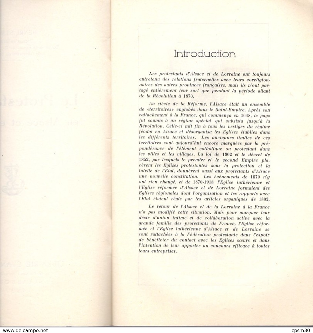 Livre - Le Protestantisme En Alsace Et En Lorraine, 1937, 32 Pages - Lorraine - Vosges