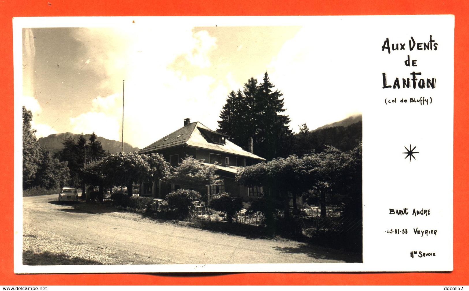 CPSM PF / Carte Visite 74 Veyrier " Aux Dents De Lanfon ( Col De Bluffy ) Hotel Restaurant Barut André - 2 Scans - 403 - Veyrier