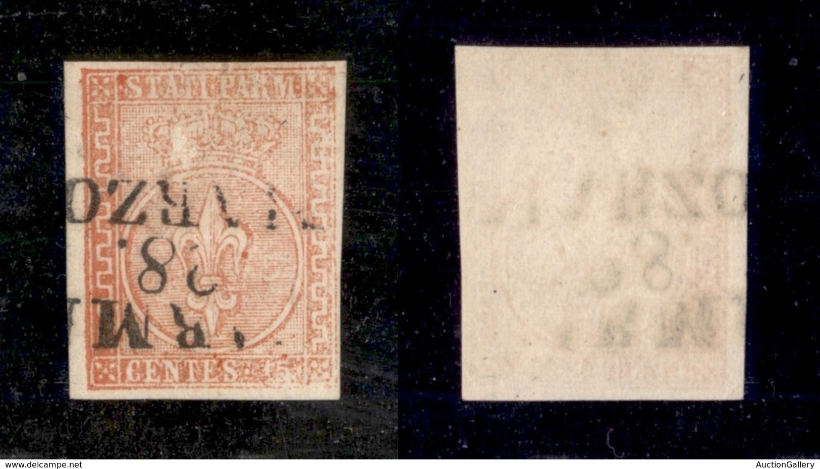 ANTICHI STATI ITALIANI - PARMA - 1853 - 15 Cent (7) - Stampa Povera - Lieve Abrasione Sulla Corona (600) - Other & Unclassified