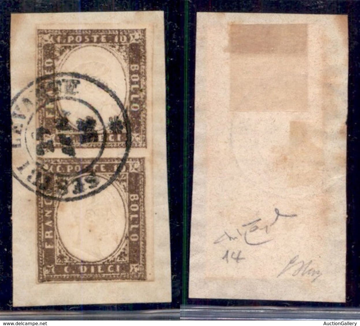 ANTICHI STATI ITALIANI - SARDEGNA - Coppia Del 10 Cent (14) Su Frammento - Sestri Levante 29.4.58 - Raybaudi (1700) - Otros & Sin Clasificación