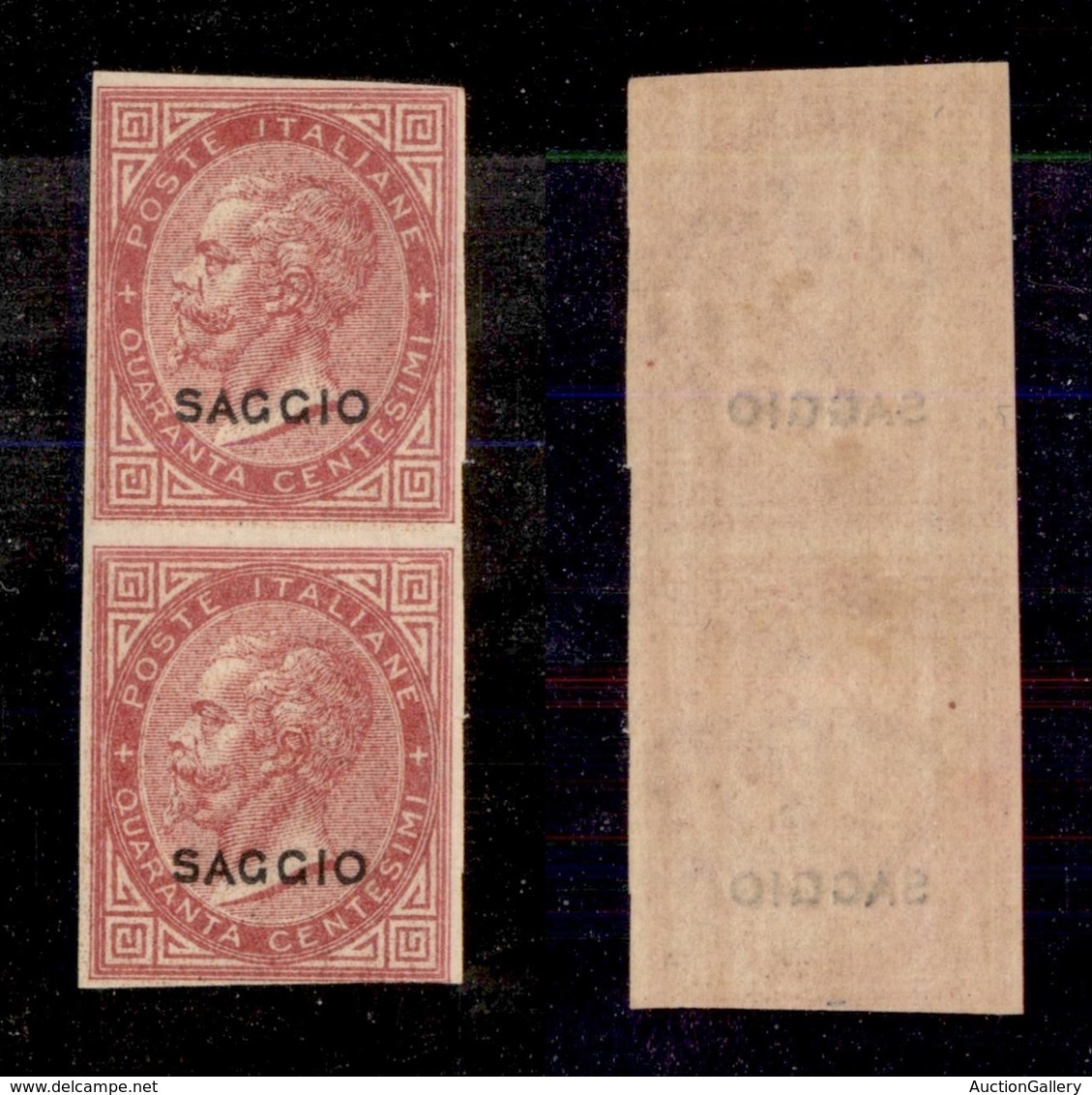 REGNO - POSTA ORDINARIA - Saggi - 1863 - De La Rue - 40 Cent (L20) - Coppia Non Dentellata - Gomma Integra (780+) - Altri & Non Classificati