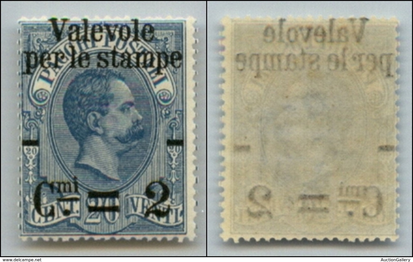 REGNO - POSTA ORDINARIA - 1890 – 2 Cent Su 20 Cent (51aab) Con Soprastampa In Alto – Gomma Integra - Cert. AG (1.500) - Altri & Non Classificati