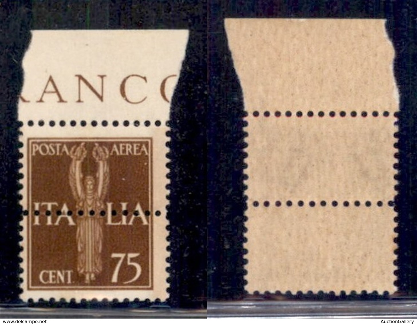 REGNO - POSTA AEREA - 1932 - 75 Cent (12) Con Doppia Dentellatura Orizzontale - Bordo Foglio - Gomma Integra - Cert AG - Altri & Non Classificati