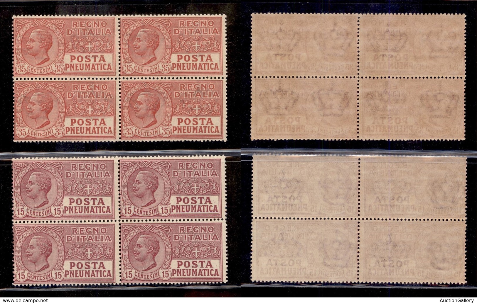 REGNO - POSTA PNEUMATICA - 1927/1928 - Soprastampati (12/13) - Serie Completa In Quartina - Gomma Integra (400) - Altri & Non Classificati