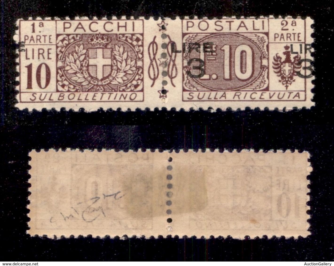 REGNO - PACCHI POSTALI - 1925 - 3 Lire Su 10 (23 L) Con Soprastampa  Nella Sezione A Destra - Gomma Originale - Cert. Ra - Altri & Non Classificati