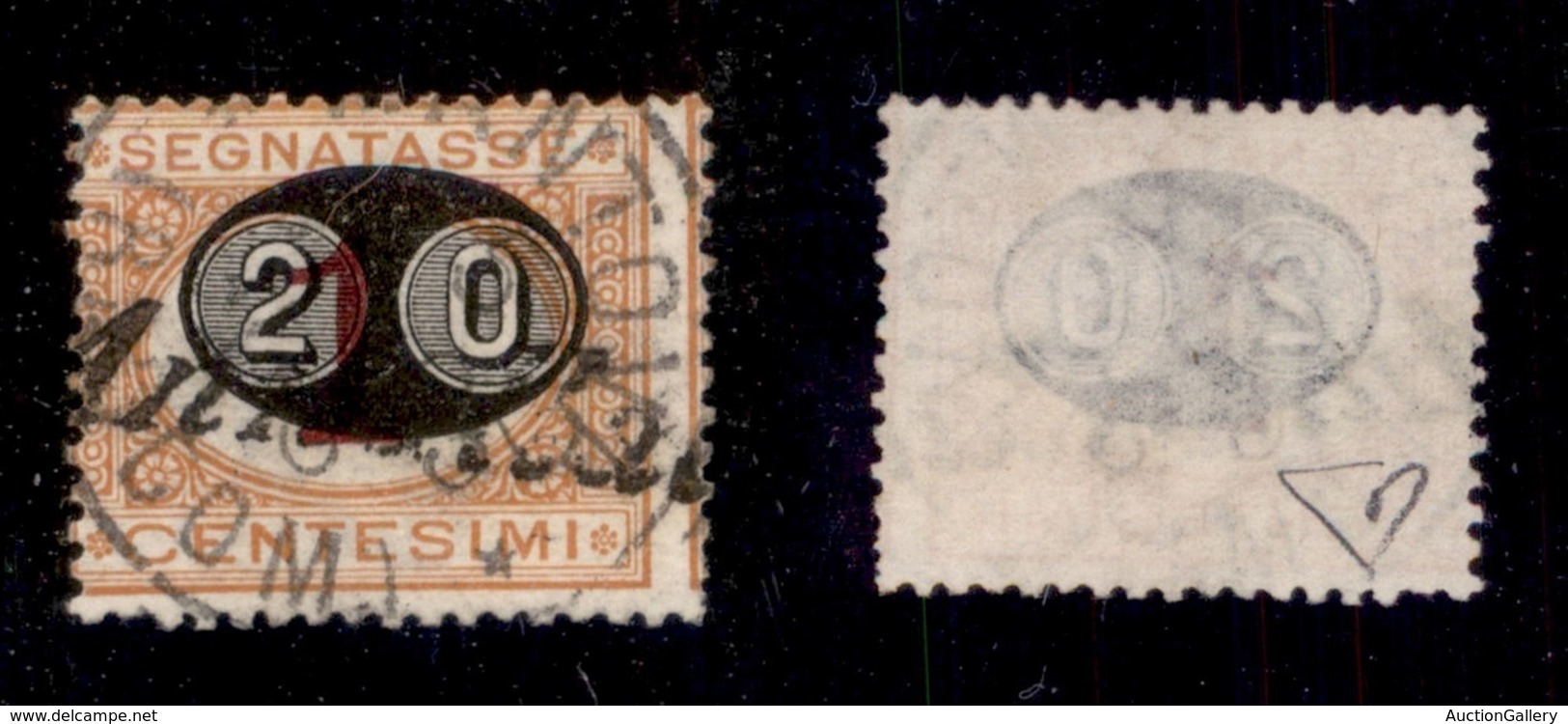 REGNO - SEGNATASSE - 1890 - 20 Cent Su 1 (18b) Usato - Soprastampa Spostata - Cert. Diena (700) - Altri & Non Classificati