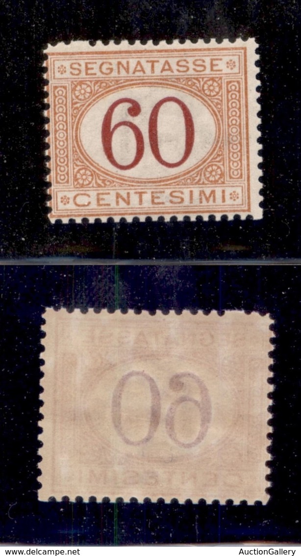 REGNO - SEGNATASSE - 1890 - 60 Cent (26) - Gomma Integra (450) - Altri & Non Classificati