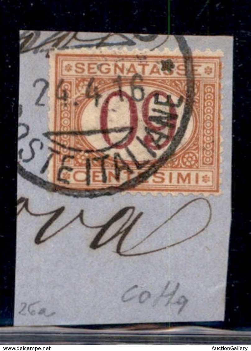 REGNO - SEGNATASSE - 1890 - 60 Cent (26a) Con Cifre Capovolte - Usato Su Frammento - Colla (500+) - Altri & Non Classificati