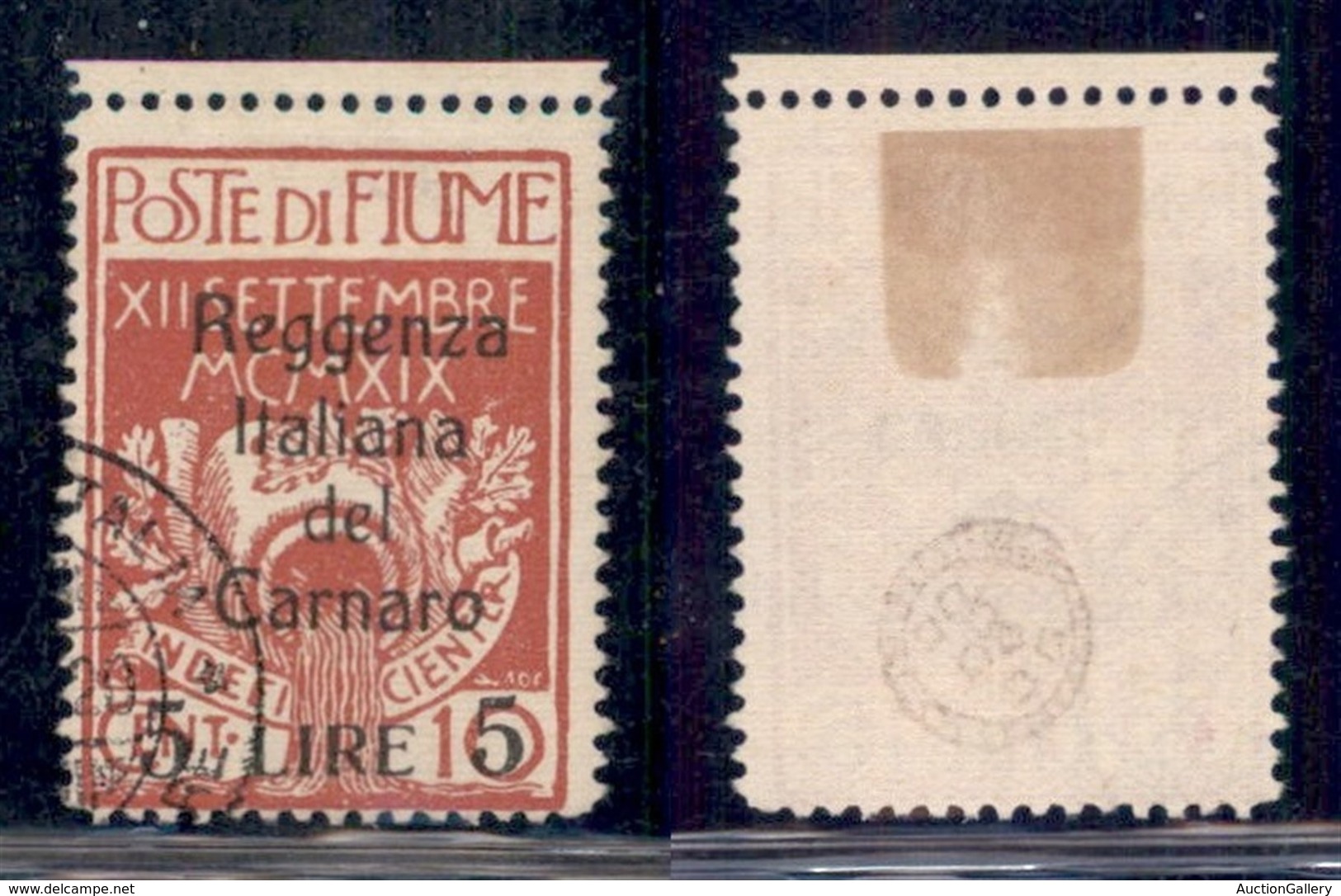 OCCUPAZIONI I GUERRA MONDIALE - FIUME - 1920 - 5 Lire Su 10 Cent Reggenza (145) - Usato (300) - Altri & Non Classificati